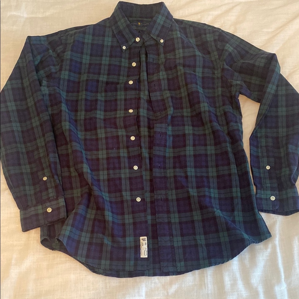 Ralph Lauren Navy and Teal Plaid Shirt